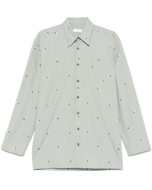 Rier Argile Flowers Poplin Shirt - Grey