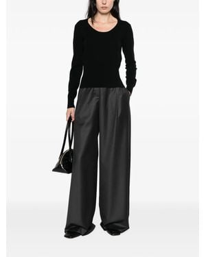Max Mara Ribbed-Knit Scoop-Neck Sweater - Black