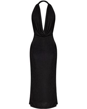 MISBHV Midikleid mit drapiertem Ausschnitt - Schwarz