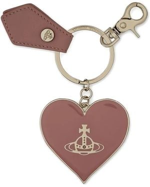 Vivienne Westwood Mirror Heart Orb-Emblem Keyring - Pink
