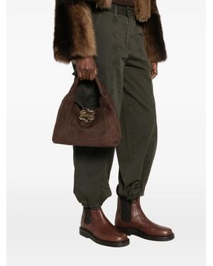 Just Cavalli Bolso Hobo De Ante Con Placa De Serpiente - Marrón