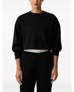 Guess Logo-Lettering Cropped Sweatshirt - Black
