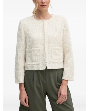 DKNY Bouclé Frayed-Edge Jacket - White