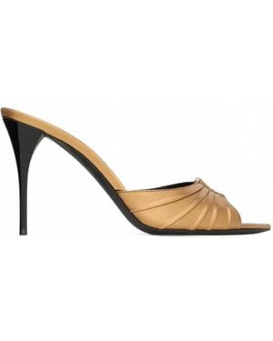 Saint Laurent Babylone Leather Sandals - Metallic