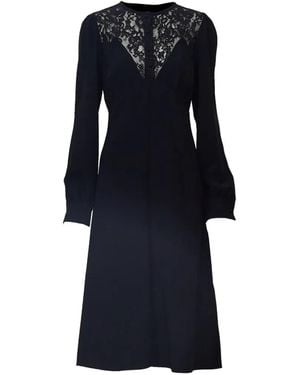 N°21 Lace-Insert Long-Sleeve Midi Dress - Blue