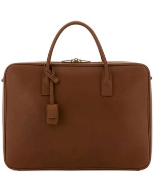 Saint Laurent Medium Leather Briefcase - Brown