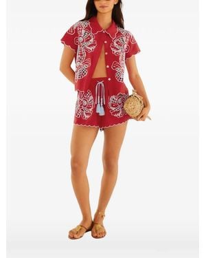 FARM Rio Floral-Embroidered Mini Shorts