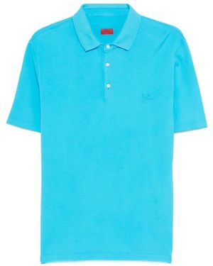 Isaia Polo À Détails Brodés - Blue