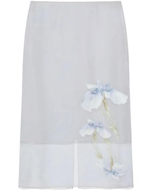Givenchy Satijnen Rok Met Bloemen-Print - Wit