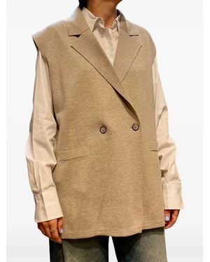 Gran Sasso Double-Breasted Knit Gilet - Natural