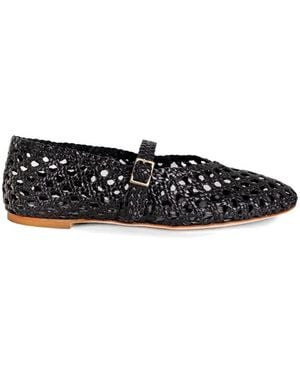 Fabio Rusconi Francy Woven Buckle-Fastening Ballet Flats - White