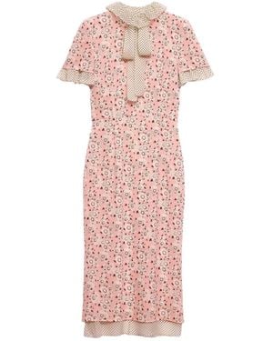 Prada Printed Georgette Midi Dress - Pink