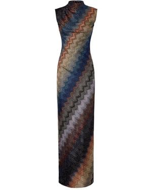 Missoni Abito Lungo Con Motivo A Zigzag - Blu