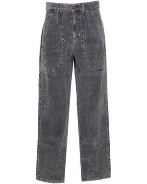 Isabel Marant Onyta Patch-Pocket Corduroy Pants - Gray