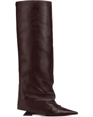 Naked Wolfe Stated Pointed-Toe Burgundy Knee-High Boots - Brown