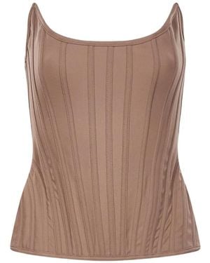 GIUSEPPE DI MORABITO Paneled Corset Top - Brown