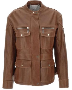 Rabanne Multi-Pocket Leather Jacket - Brown