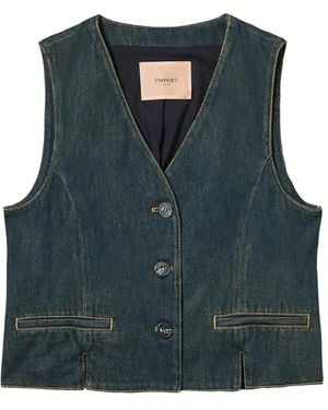 Twinset Denim Gilet - Green