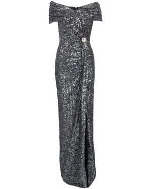Balmain Off-the-shoulder Sequin-embellished Gown - Black