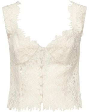 For Love & Lemons Button-Up Top Met Gehaakt Kant - Wit