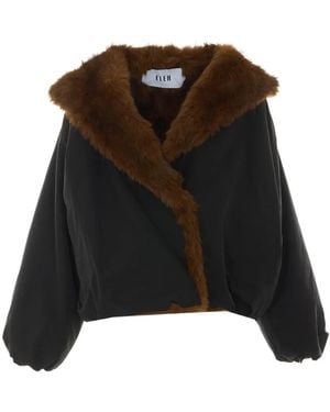 ELEH Faux-Fur Trim Hooded Jacket - Black