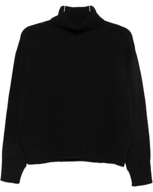Vanisé Roll-Neck Knitted Sweater - Black