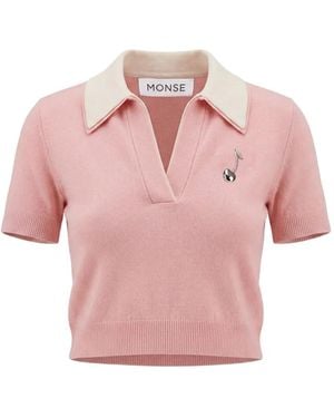 Monse Double-Collar Polo Jumper - Pink