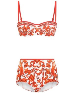 Dolce & Gabbana Majolica-Print Bikini - Red