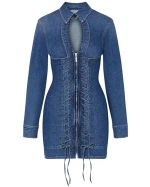 Liu Jo Short Denim Dress With Ties - Blue