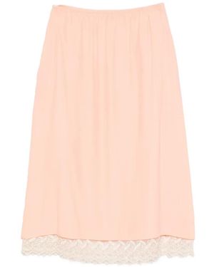 Simone Rocha Lace-Trim Midi Skirt - Pink