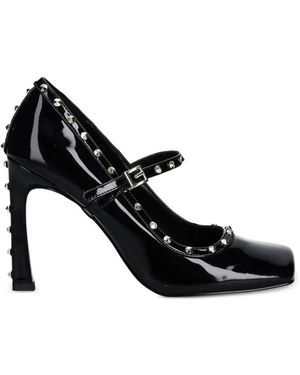 Just Cavalli Studded-Embellishment Buckle-Strap Court Shoes - Black