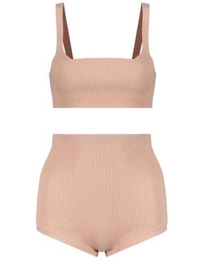 RED Valentino Ribbed-Knit Underwear Set - Pink