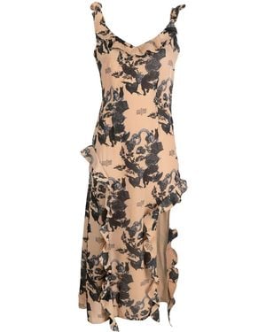 ROKH Ruffle Detail Long Dress - Natural