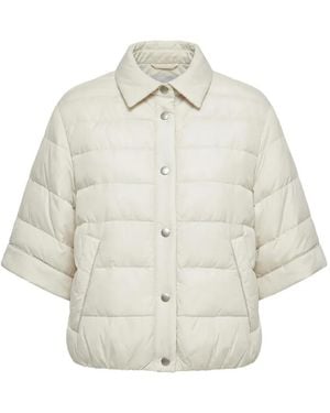 Peserico Quilted Cropped-Sleeve Jacket - White