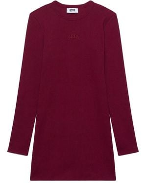 Gcds Ribbed Long-Sleeve Dress - Red