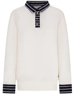 HOUSE OF GRAVITY Long-Sleeve Striped-Trim Polo Shirt - White