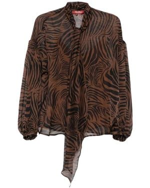 Max Mara Satin-Finish Shirt - Brown