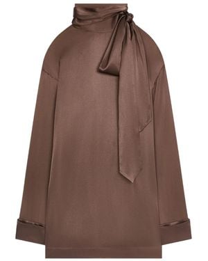 Dries Van Noten Bluse Mit Schleifenkragen - Braun