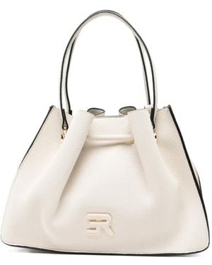 ERMANNO FIRENZE Small Anora Logo-Plaque Tote Bag - Natural