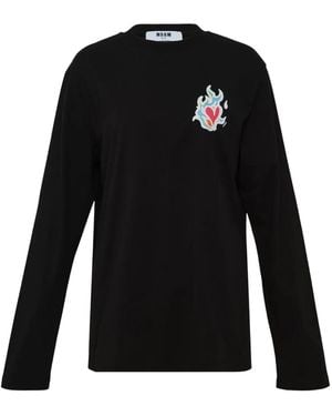 MSGM Love Logo Langarmshirt - Schwarz