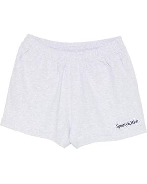 Sporty & Rich Logo-Embroidered Track Shorts - White