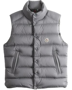 Moncler Chaleco Tibb Acolchado Con Logo - Gris