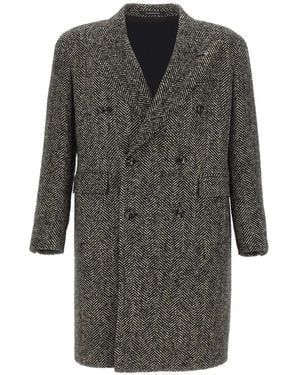 Tagliatore Pino Lerario Herringbone Double-Breasted Coat - Grey