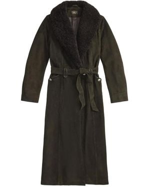 RRL Belted Suede Coat - Black