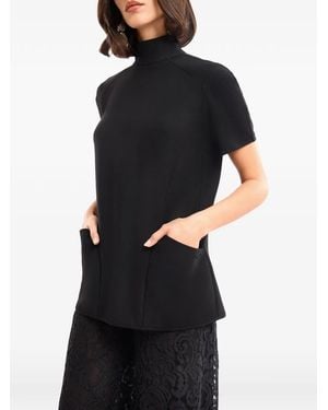 Gemy Maalouf High-Neck Pocket Top - Black