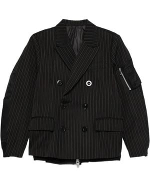 Sacai Doppelreihiges Sakko mit Nadelstreifen - Schwarz