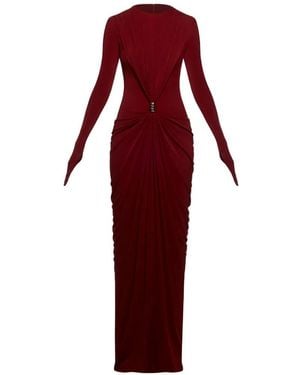 Chats by C.Dam Zayra Long-Sleeve Draped Dress - Red
