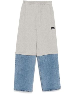 Pushbutton Shorts Layered Trousers - Blue