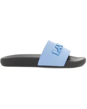 Lanvin Logo-Patch Slides - White