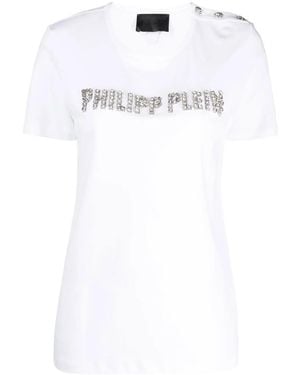 Philipp Plein Logo-Embellished Short-Sleeve T-Shirt - White